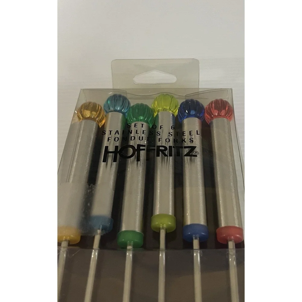 Hoffritz Jewel Tone Fondue Forks Set of 6 Stainless Steel 9